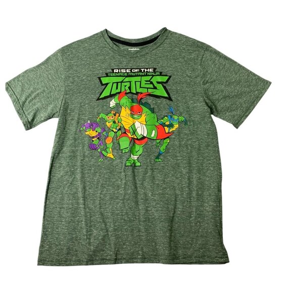 New Teenage Mutant Ninja Turtles Youth XL 18 20 Heathered Green Tshirt Tee Short - Picture 1 of 5